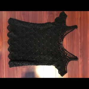 BCBG cold shoulder mesh top